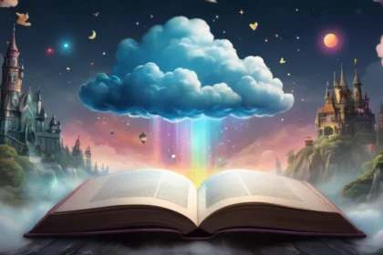 Open dream diary with interpretations in a dreamlike world - Library dream meaning